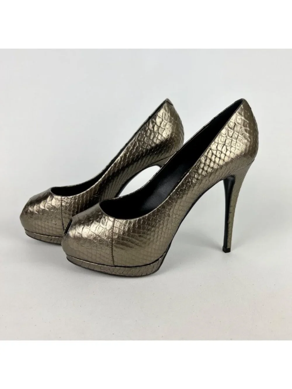 Giuseppe Zanotti NEW Womens Sharon Metallic Snake Platform Heels size 37 US 7